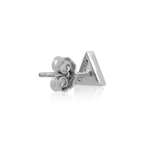 Jennifer Meyer White Gold Onyx Inlay Triangle Studs in 18K White Gold | Fine Earrings | Coveti