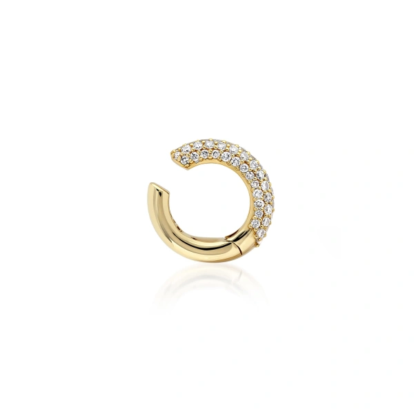 Jennifer Meyer Wide Diamond Tubular Ear Cuff in 18K Yellow Gold | Fine Earrings | Coveti