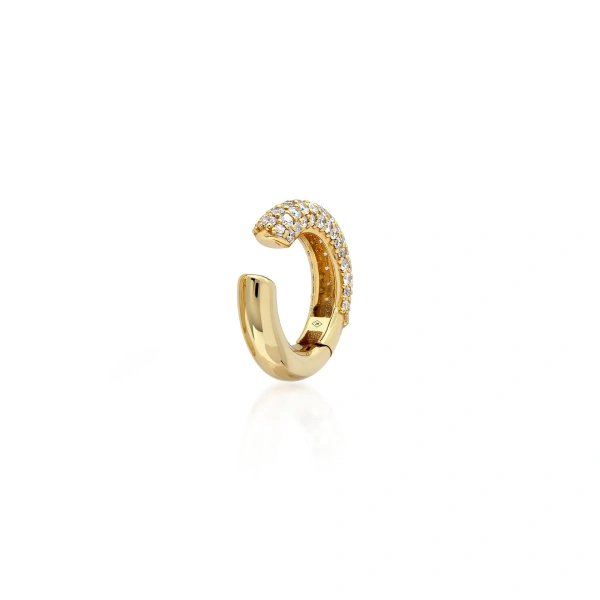 Jennifer Meyer Wide Diamond Tubular Ear Cuff in 18K Yellow Gold | Fine Earrings | Coveti