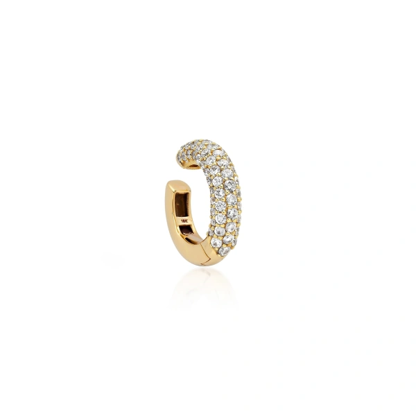 Jennifer Meyer Wide Diamond Tubular Ear Cuff in 18K Yellow Gold | Fine Earrings | Coveti