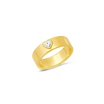 Jennifer Meyer Wide Ellen Band with Heart Cut Diamond Accent in 18K Yellow Gold | Fine Rings | Coveti