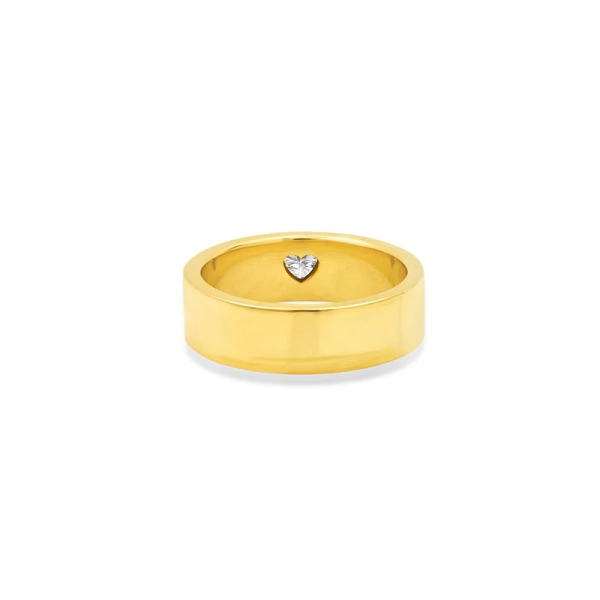 Jennifer Meyer Wide Ellen Band with Heart Cut Diamond Accent in 18K Yellow Gold | Fine Rings | Coveti
