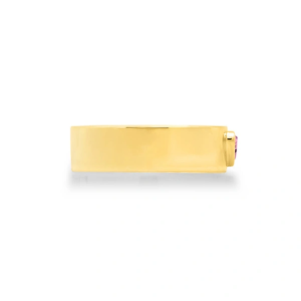 Jennifer Meyer Wide Ellen Band with Heart Cut Pink Sapphire Accent in 18K Yellow Gold | Fine Rings | Coveti