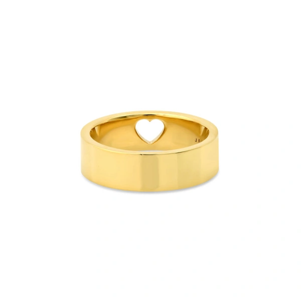 Jennifer Meyer Wide Ellen Band with Open Heart Detail in 18K Yellow Gold | Fine Rings | Coveti