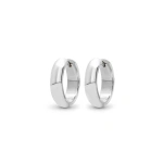 Jennifer Meyer Wide Huggies in 18K White Gold | Fine Earrings | Coveti