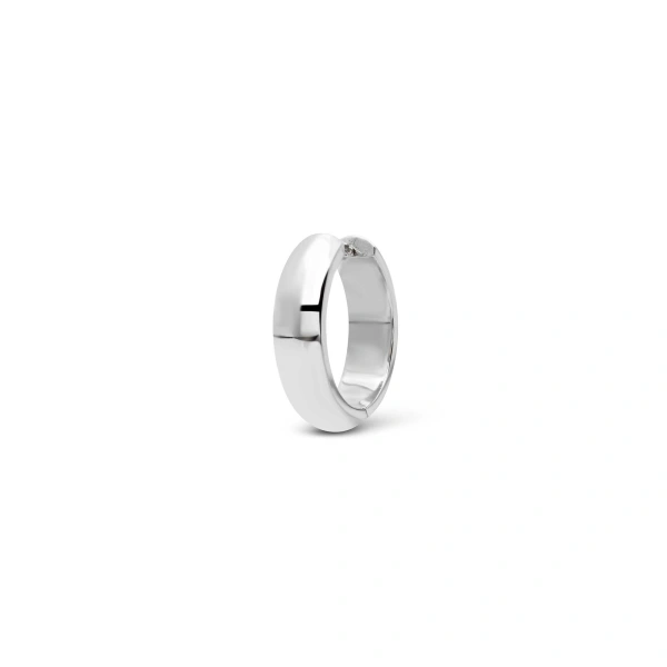 Jennifer Meyer Wide Huggies in 18K White Gold | Fine Earrings | Coveti