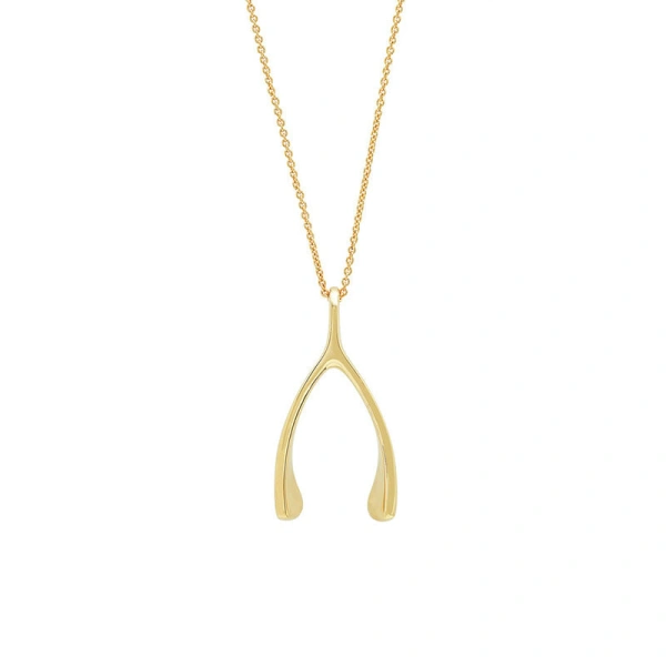 Jennifer Meyer Wishbone Necklace in 18K Yellow Gold | Fine Necklaces | Coveti