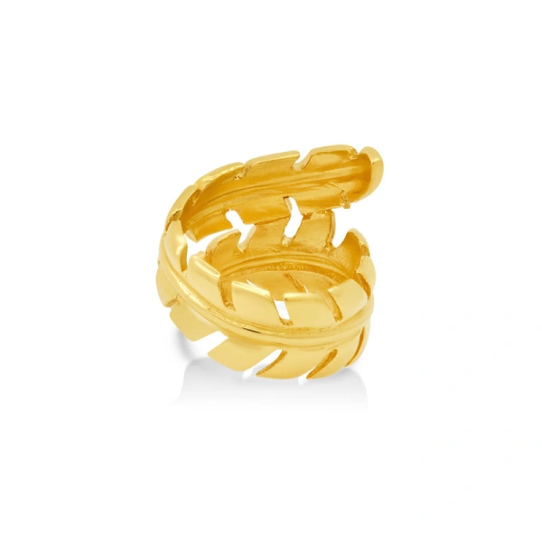 Jennifer Meyer Wrap Leaf Ring in 18K Yellow Gold | Fine Rings | Coveti