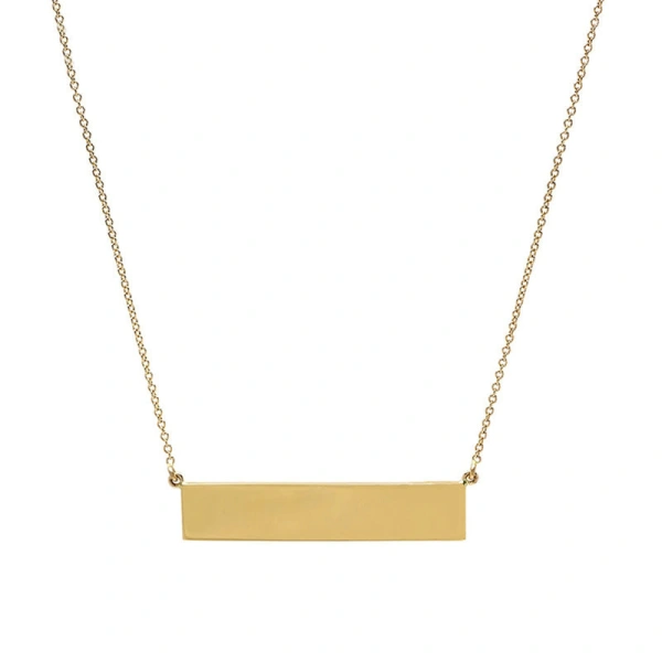 Jennifer Meyer Yellow Gold Engravable Nameplate Necklace in 18K Yellow Gold | Fine Necklaces | Coveti