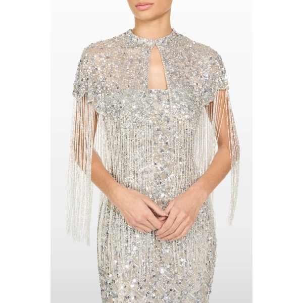 Jenny Packham Astralis Cape in Moonstone | Jackets | Coveti