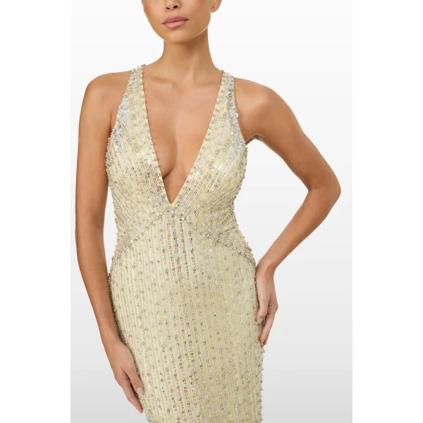 Jenny Packham Atlas Dress in Parchment | Evening Gowns | Coveti