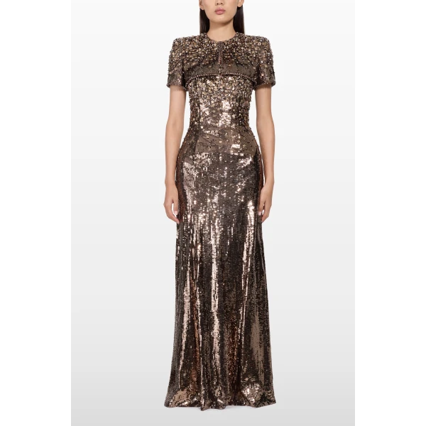 Jenny Packham Chiana Jacket in Mocha | Jackets | Coveti