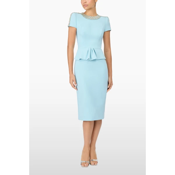 Jenny Packham Dubois Dress in Larimar Blue | Midi Dresses | Coveti