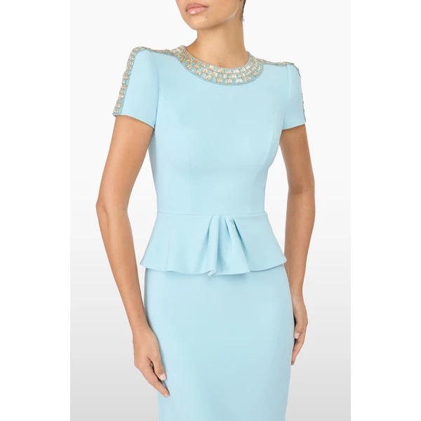 Jenny Packham Dubois Dress in Larimar Blue | Midi Dresses | Coveti