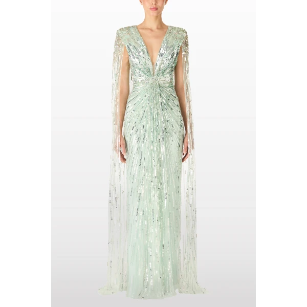 Jenny Packham Gold Rush Dress in Lagoon | Evening Gowns | Coveti