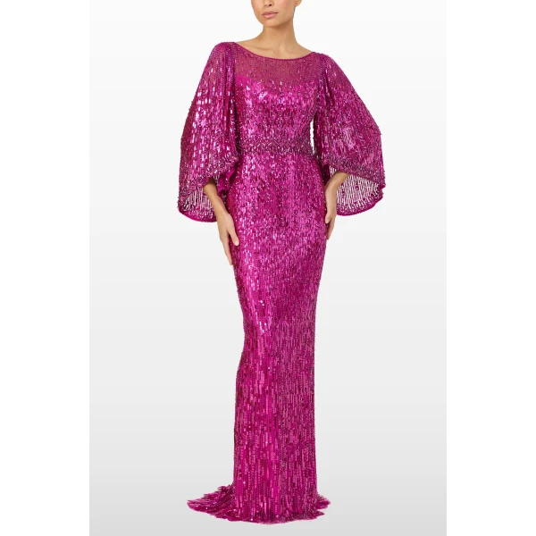 Jenny Packham Ines Dress in Magenta | Evening Gowns | Coveti