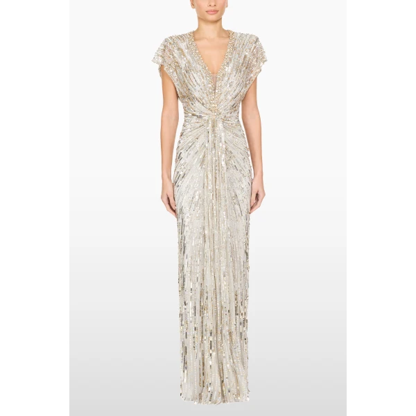 Jenny Packham Lacie Dress in Platinum | Evening Gowns | Coveti