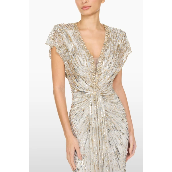 Jenny Packham Lacie Dress in Platinum | Evening Gowns | Coveti