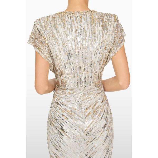 Jenny Packham Lacie Dress in Platinum | Evening Gowns | Coveti