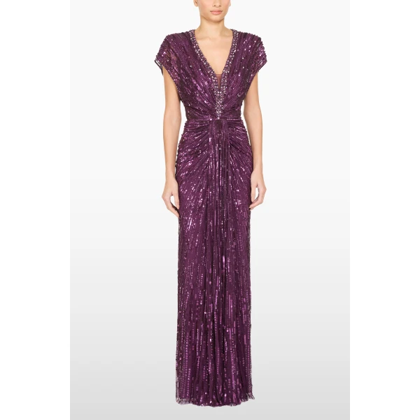Jenny Packham Lacie Dress in Purple Muscadine | Evening Gowns | Coveti