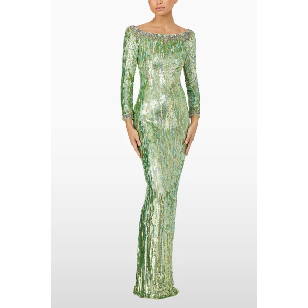 Jenny Packham Marnie Dress in Green Opal | Evening Gowns | Coveti