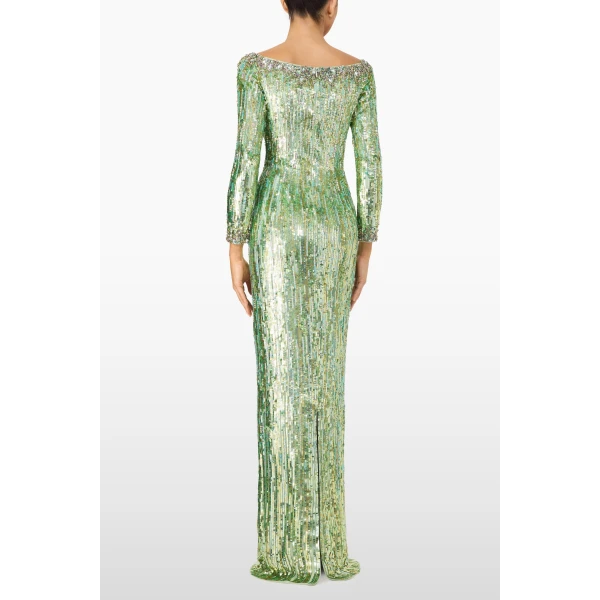 Jenny Packham Marnie Dress in Green Opal | Evening Gowns | Coveti