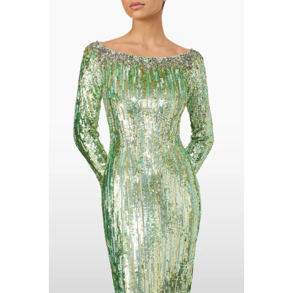 Jenny Packham Marnie Dress in Green Opal | Evening Gowns | Coveti