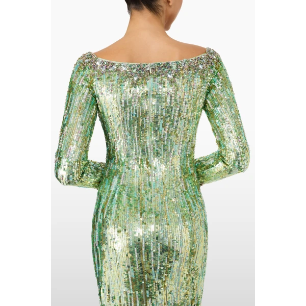 Jenny Packham Marnie Dress in Green Opal | Evening Gowns | Coveti