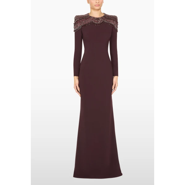 Jenny Packham Muse Dress in Mahogany | Evening Gowns | Coveti