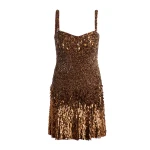 Jenny Packham Nima Short Dress in Bronze | Coveti