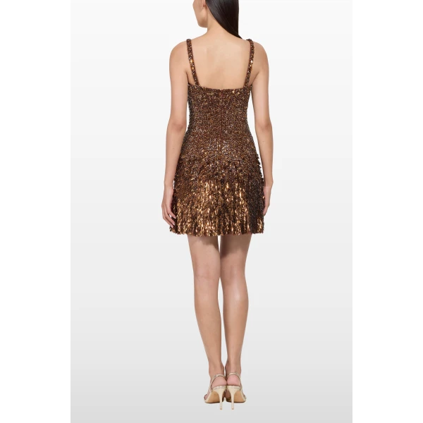 Jenny Packham Nima Short Dress in Bronze | Mini Dresses | Coveti