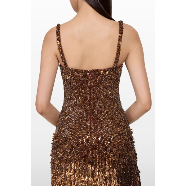 Jenny Packham Nima Short Dress in Bronze | Mini Dresses | Coveti