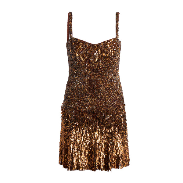Jenny Packham Nima Short Dress in Bronze | Coveti