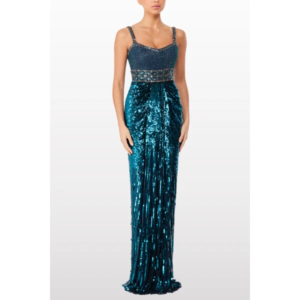 Jenny Packham Only You Dress in Blackthorne Blue | Evening Gowns | Coveti