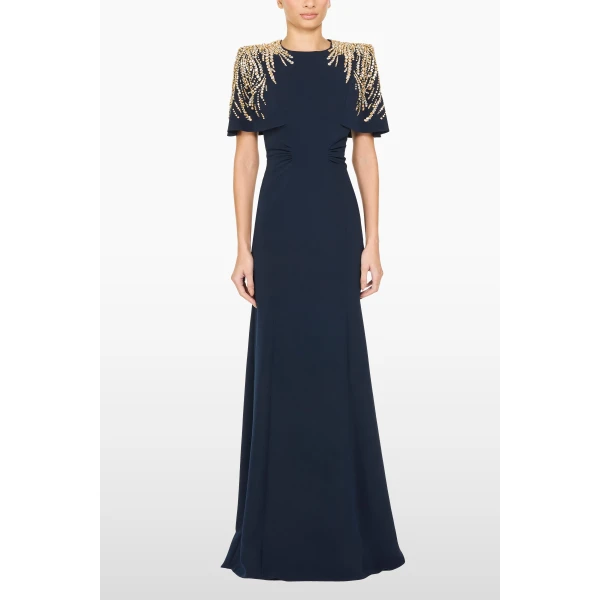 Jenny Packham Petal Dress in Ink | Evening Gowns | Coveti