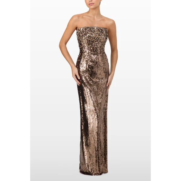 Jenny Packham Rey Dress in Mocha | Evening Gowns | Coveti
