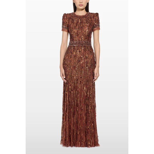Jenny Packham Roxy Dress in Bronze | Evening Gowns | Coveti