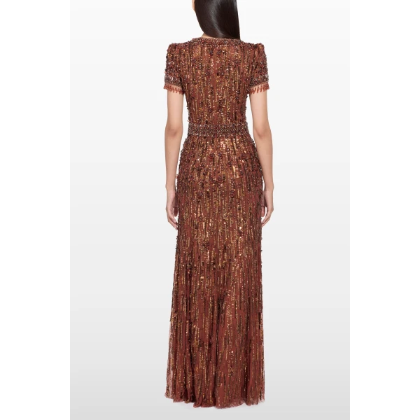 Jenny Packham Roxy Dress in Bronze | Evening Gowns | Coveti