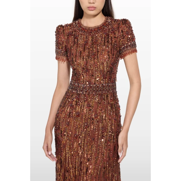 Jenny Packham Roxy Dress in Bronze | Evening Gowns | Coveti