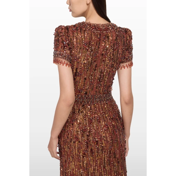 Jenny Packham Roxy Dress in Bronze | Evening Gowns | Coveti