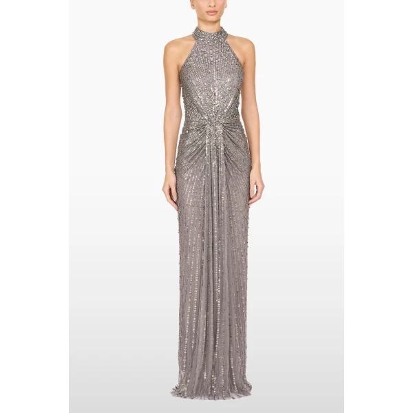 Jenny Packham Whisper Dress in Granite | Evening Gowns | Coveti