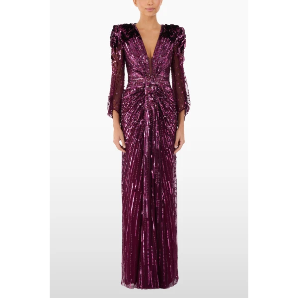 Jenny Packham Xenia Dress in Purple Muscadine | Evening Gowns | Coveti