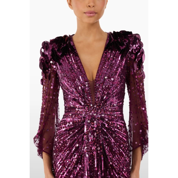 Jenny Packham Xenia Dress in Purple Muscadine | Evening Gowns | Coveti