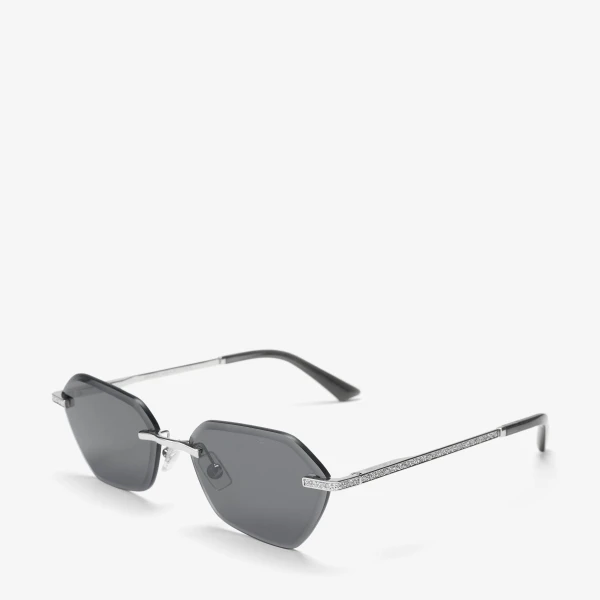 Silver Jimmy Choo Abby Sunglasses, view 2 | Sunglasses