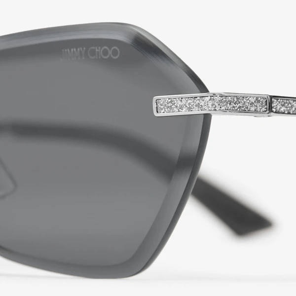 Silver Jimmy Choo Abby Sunglasses, view 3 | Sunglasses