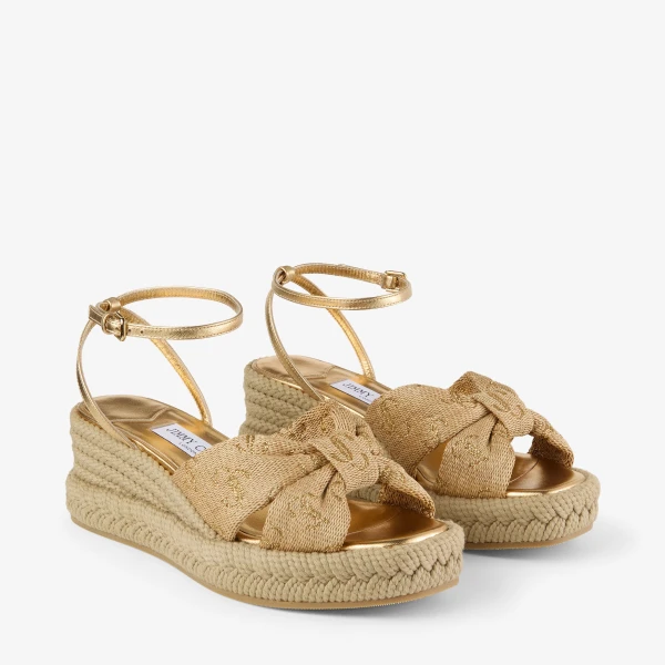 Gold MIX Jimmy Choo Aella Wedge 60, view 2 | Sandals