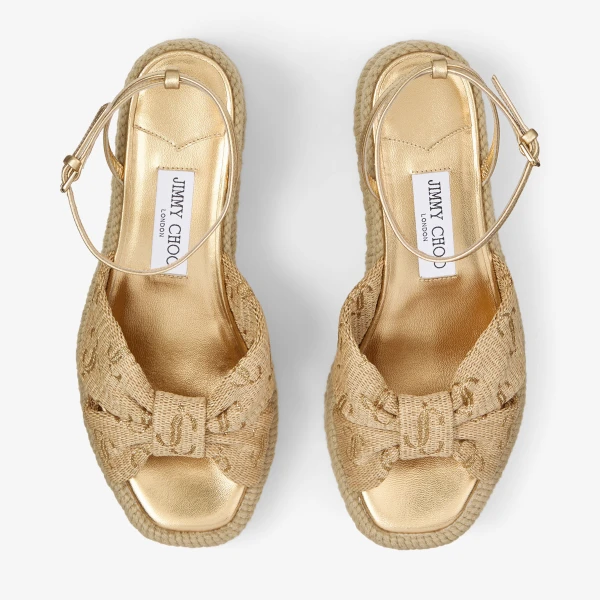 Gold MIX Jimmy Choo Aella Wedge 60, view 3 | Sandals
