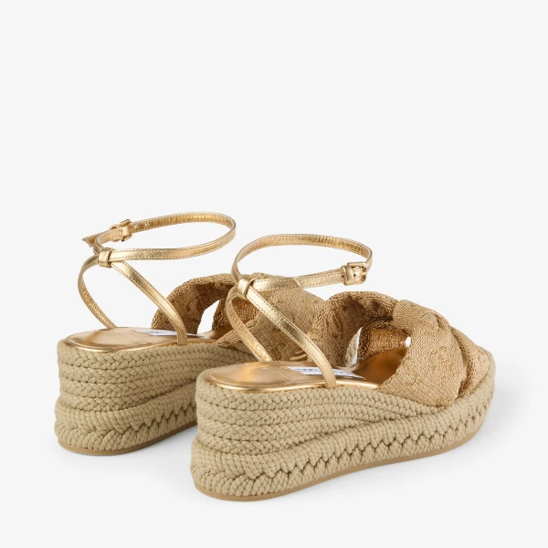 Gold MIX Jimmy Choo Aella Wedge 60, view 4 | Sandals