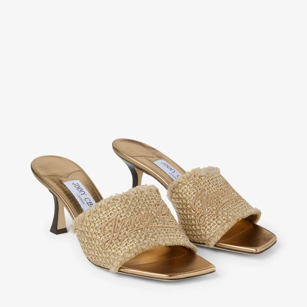 Gold and Dark Cappuccino Jimmy Choo Alexia 70 Sandals, view 2 | Sandals