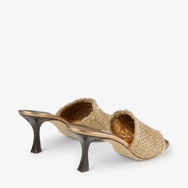 Gold and Dark Cappuccino Jimmy Choo Alexia 70 Sandals, view 4 | Sandals